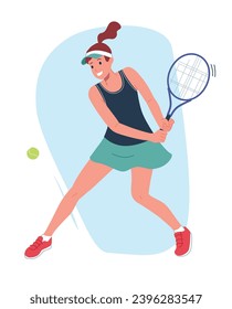 The tennis player hits the ball