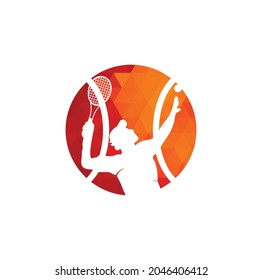Tennis and tennis player hits the ball with a tennis racket, logo template.