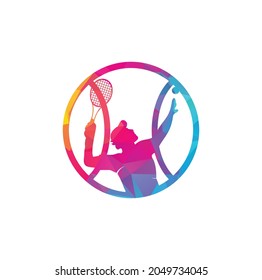 Tennis and tennis player hits the ball with a tennis racket, logo template.