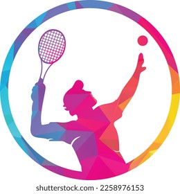 Tennis and tennis player hits the ball with a tennis racket, logo template.