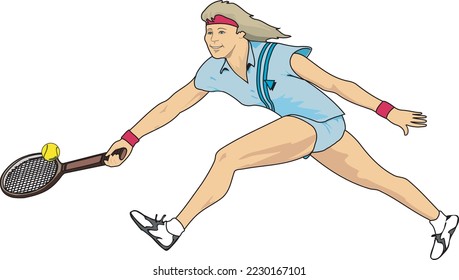 Tennis Player Hitting Ball Vector Illustration