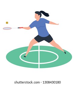 Tennis player icon in isometric vector design