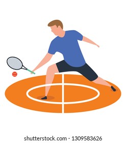 Tennis player icon in isometric vector design