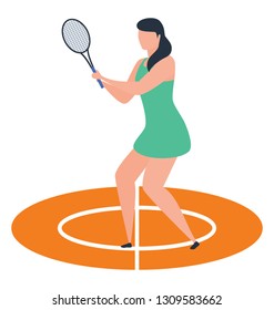 Tennis player icon in isometric vector design