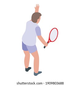Icono del jugador de tenis. Isométrico del icono del vector del jugador de tenis para el diseño web aislado en fondo blanco