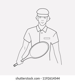 Tennis player icon line element. Vector illustration of tennis player icon line isolated on clean background for your web mobile app logo design.