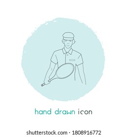 Tennis player icon line element. Vector illustration of tennis player icon line isolated on clean background for your web mobile app logo design.