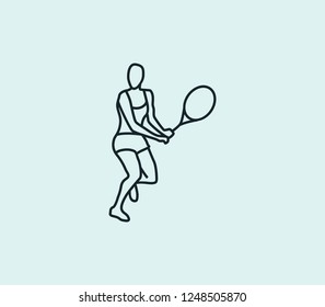 Tennis player icon line isolated on clean background. Tennis player icon concept drawing icon line in modern style. Vector illustration for your web mobile logo app UI design.