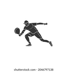 Tennis Player Icon Silhouette Illustration. Paddle Sport Vector Graphic Pictogram Symbol Clip Art. Doodle Sketch Black Sign.