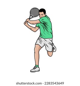 Tennis player illustration vector. Man tennis player