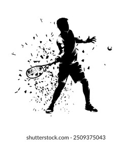 Tennisspieler, einzelne Vektorsilhouette, Vorhand