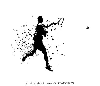 Tennisspieler, einzelne Vektorsilhouette, Seitenansicht