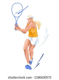 Tennisspieler, der springt, um einen Pass zu machen. Einziger weißer Hintergrund. Vektorgrafik