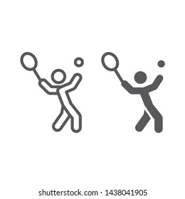 Tennis player line and glyph icon, sport and active, sportsman with racket sign, vector graphics, a linear pattern on a white background, eps 10.