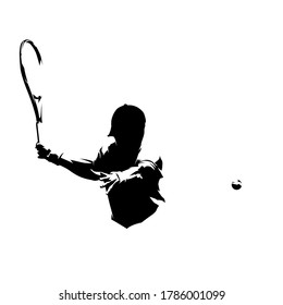 Tennis player logo, abstract isolated vector silhouette