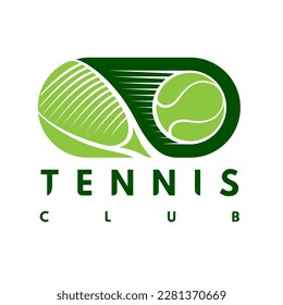 Tennis, tennis player, logo for tennis club, tennis ball and racket in blue green colors