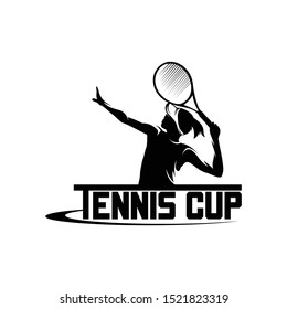 tennis player logo template design 