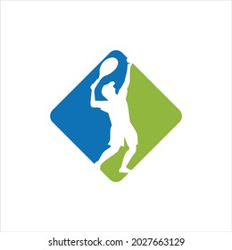 Tennis Player Logo Template Design, logo template. Active sport and tennis tournament, championship, vector design and illustration