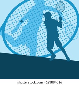 Tennis player male vector abstract background