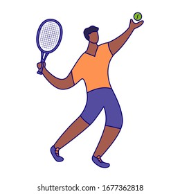 Tennis Player Man Hitting Ball Rackethealthy Stock Vector (Royalty Free ...