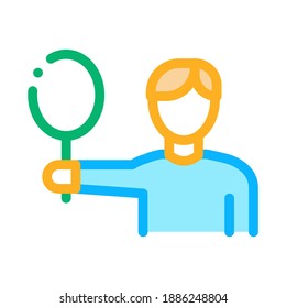 Vector de iconos del hombre del jugador de tenis. Símbolo del jugador de tenis de contorno. Ilustración de símbolo de contorno aislado