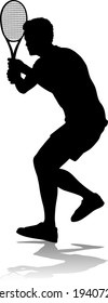 A tennis player man male sports person in silhouette