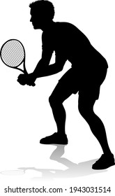 A tennis player man male sports person in silhouette