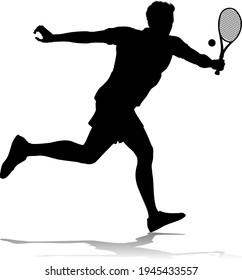 A tennis player man male sports person in silhouette