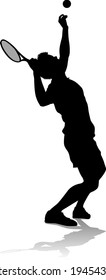 A tennis player man male sports person in silhouette