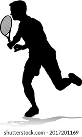 A Tennis Player Man Male Sports Person In Silhouette