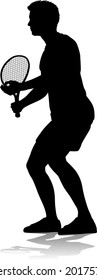 A tennis player man male sports person in silhouette