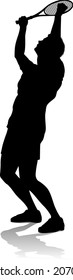 A tennis player man male sports person in silhouette 