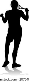 A tennis player man male sports person in silhouette 