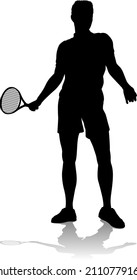 A tennis player man male sports person in silhouette