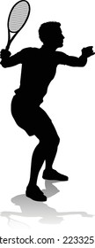 A tennis player man male sports person in silhouette