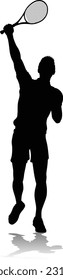 A tennis player man male sports person in silhouette