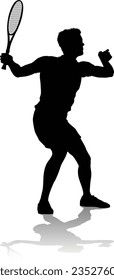 A tennis player man male sports person in silhouette