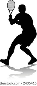 A tennis player man male sports person in silhouette