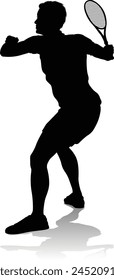 A tennis player man male sports person in silhouette