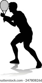 A tennis player man male sports person in silhouette