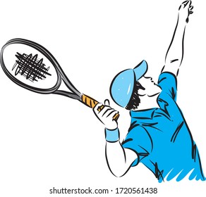 tennis player man with racket vector illustration