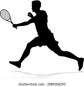 A tennis player man silhouette sports person design element