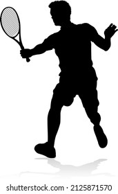 A tennis player man silhouette sports person design element