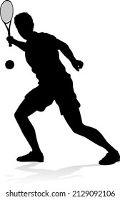 A tennis player man silhouette sports person design element