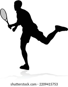 A tennis player man silhouette sports person design element