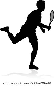 A tennis player man silhouette sports person design element