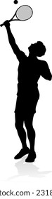 A tennis player man silhouette sports person design element