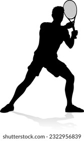 A tennis player man silhouette sports person design element