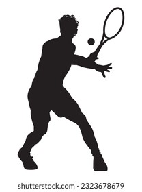 A tennis player man silhouette sports person design element. Illustration