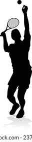 A tennis player man silhouette sports person design element